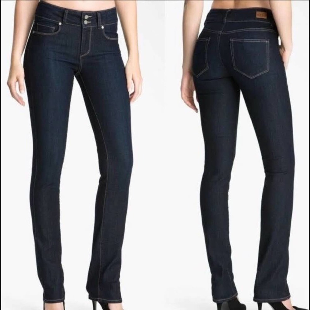 PAIGE HIDDEN BOOT denim Jeans Bardot Dark Blue Size 32 26L Bootcut